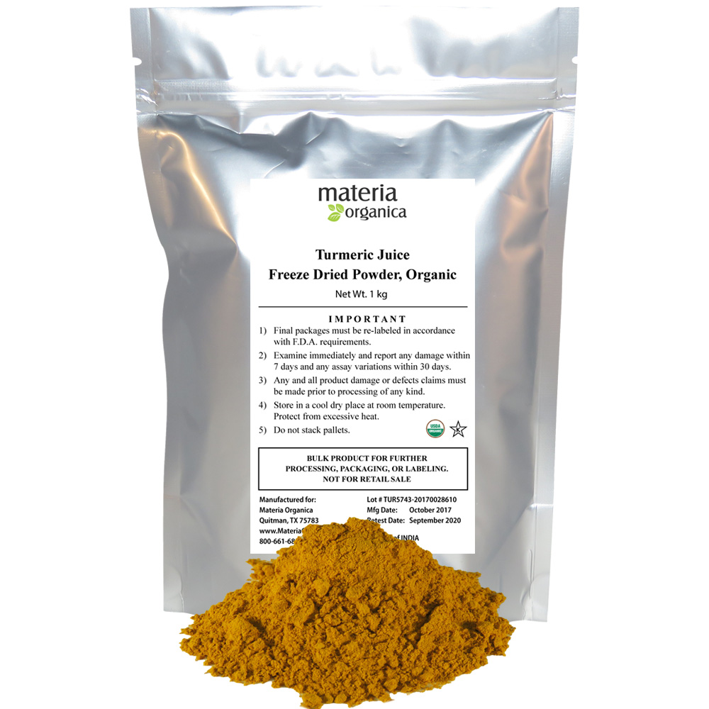 Freeze Dried Turmeric Juice Powder Materia Organica Ingredients