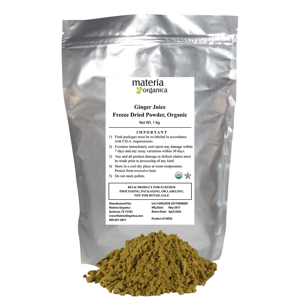 Freeze Dried Ginger Juice Powder Materia Organica Ingredients